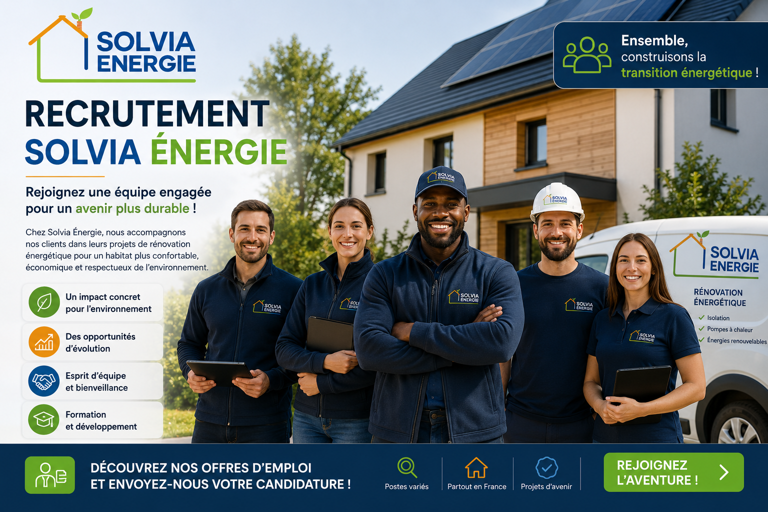 Recrutement Solvia Énergie : équipe spécialisée en rénovation énergétique